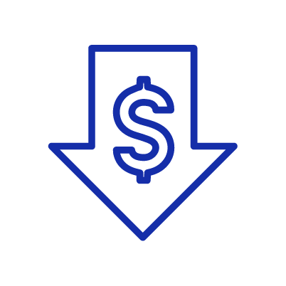 dollar in down arrow icon